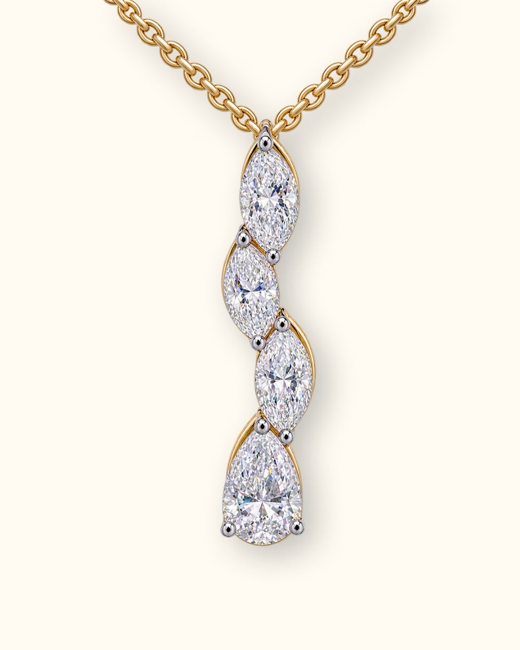Diamond Leaf Drop Pendant