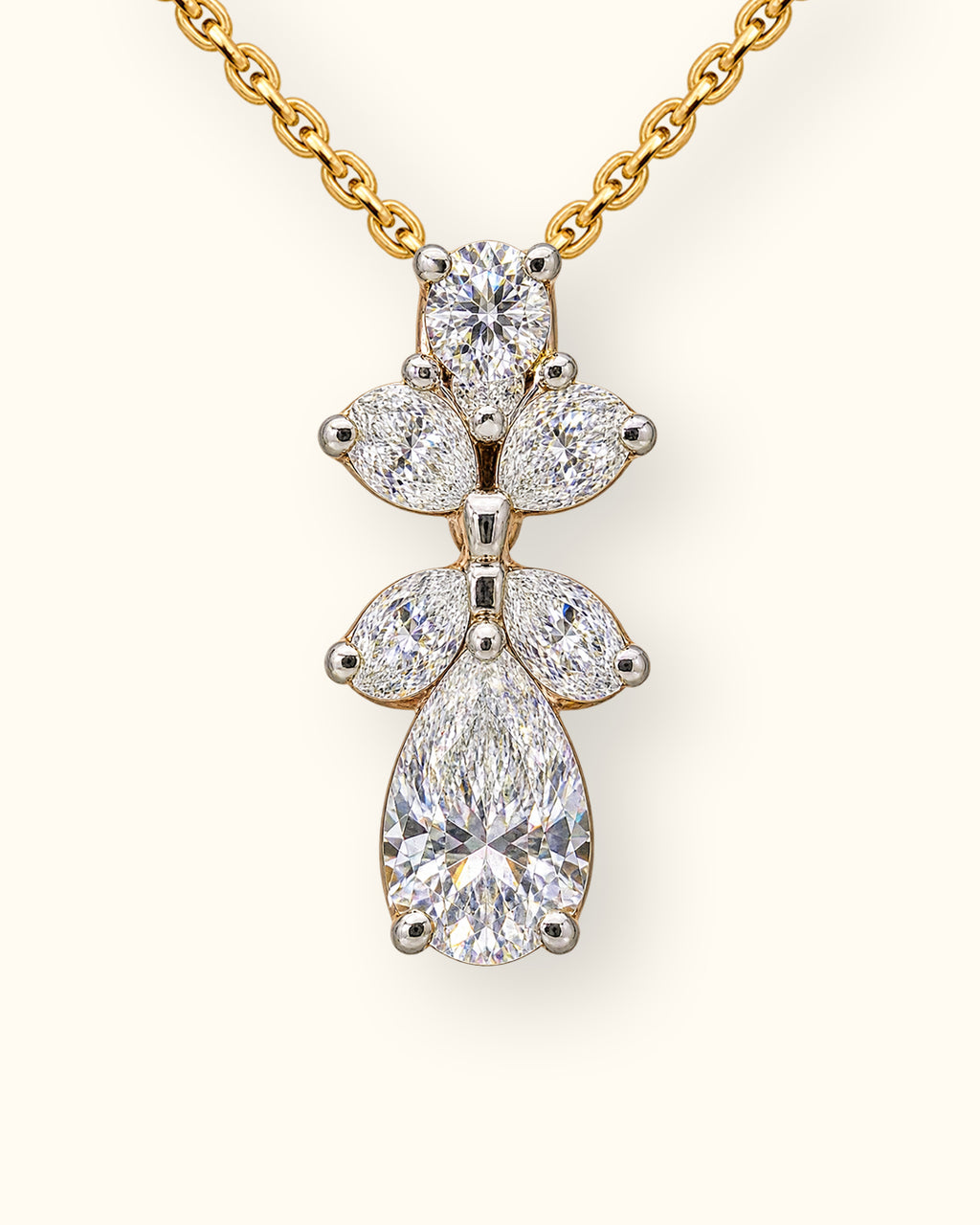 Pear Drop Diamond Floral Pendant