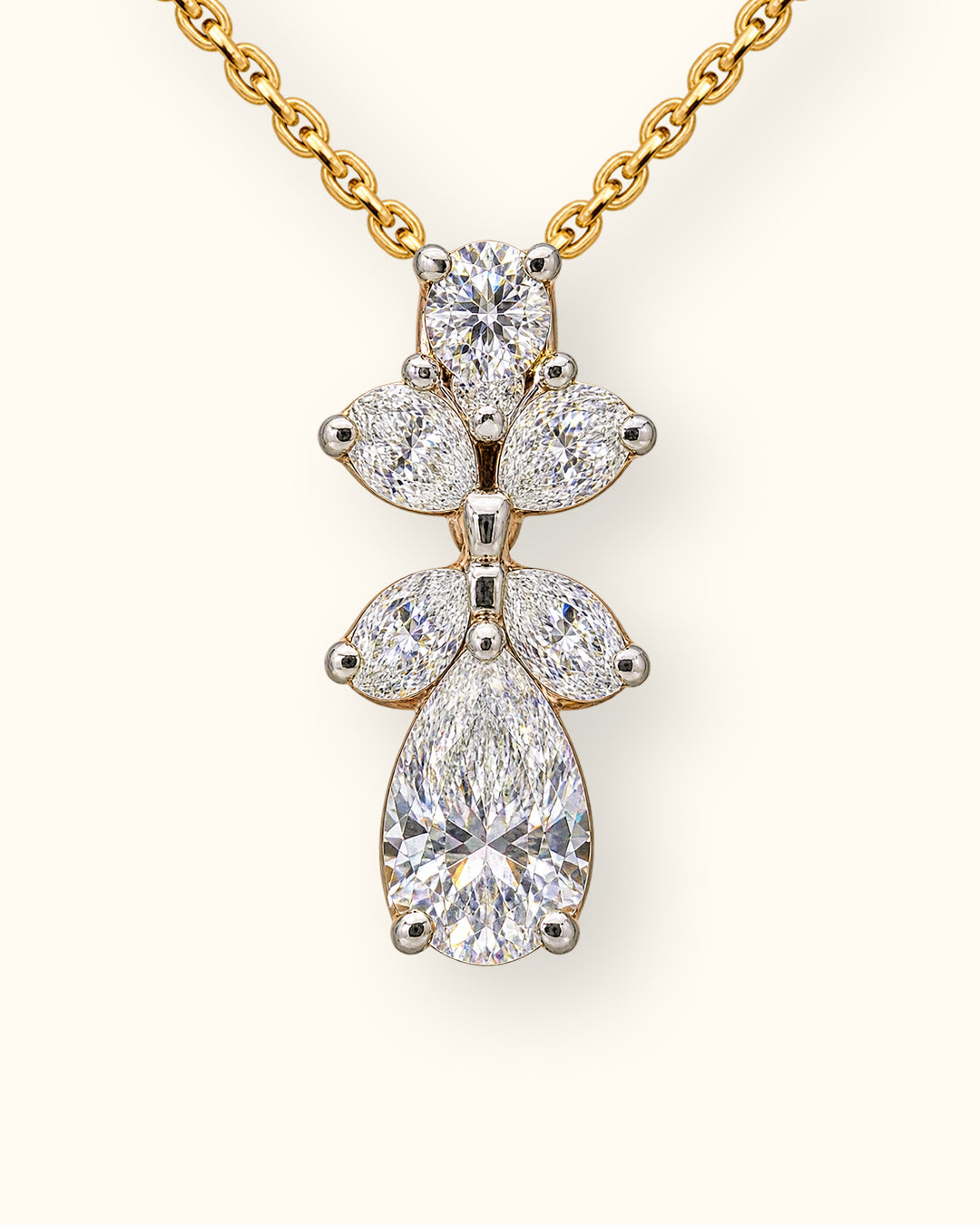 Pear Drop Diamond Floral Pendant