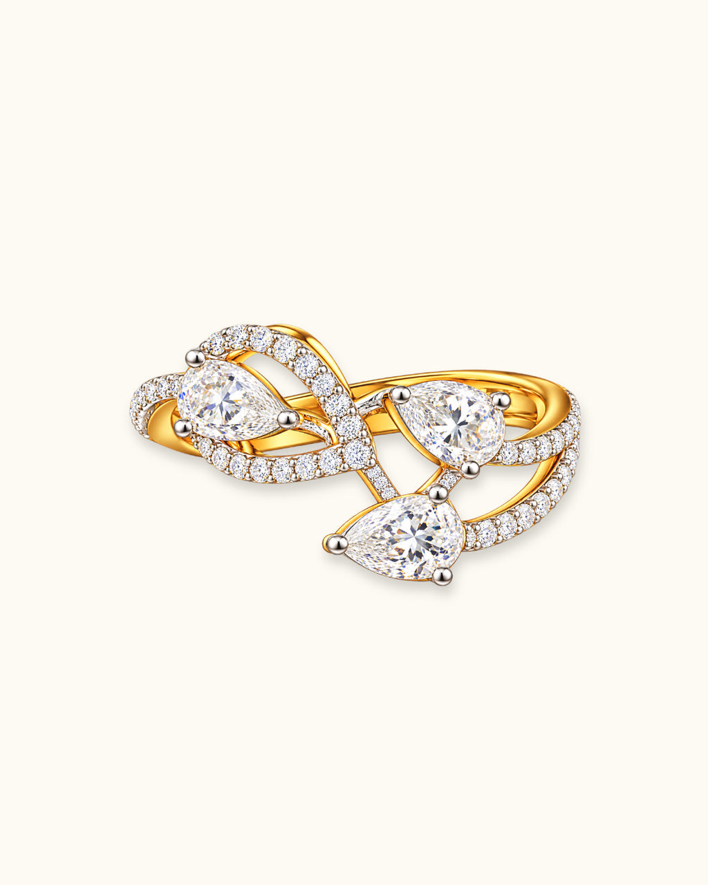 Triple Pear Diamond Vine Ring