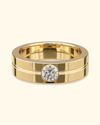 Classic Yellow Gold Flush Solitaire Diamond Ring