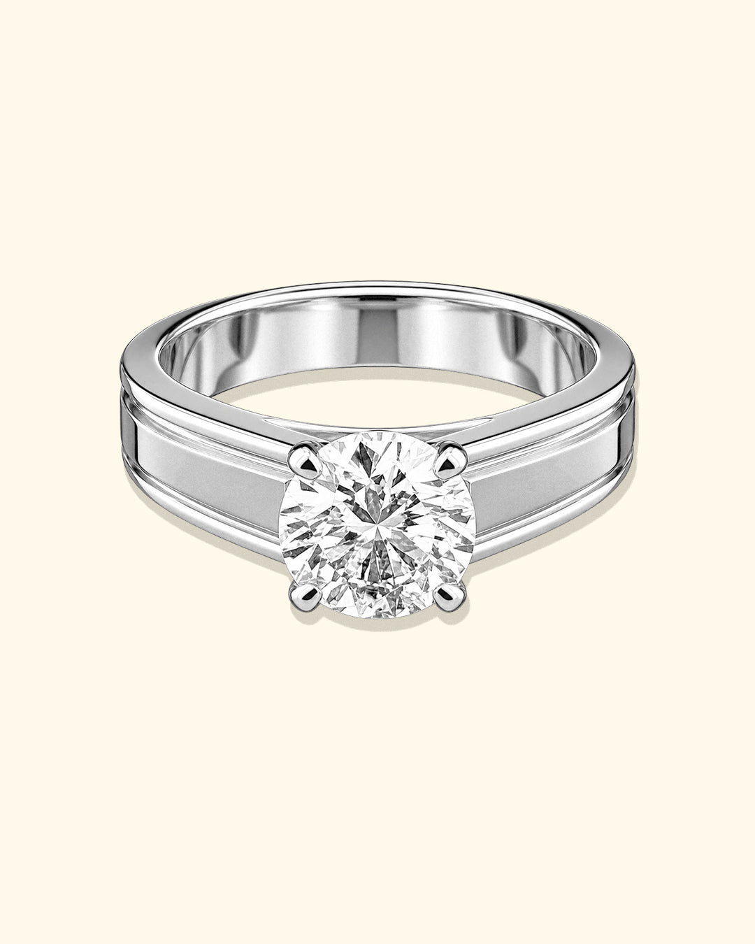 Classic White Gold Round Solitaire Diamond Ring