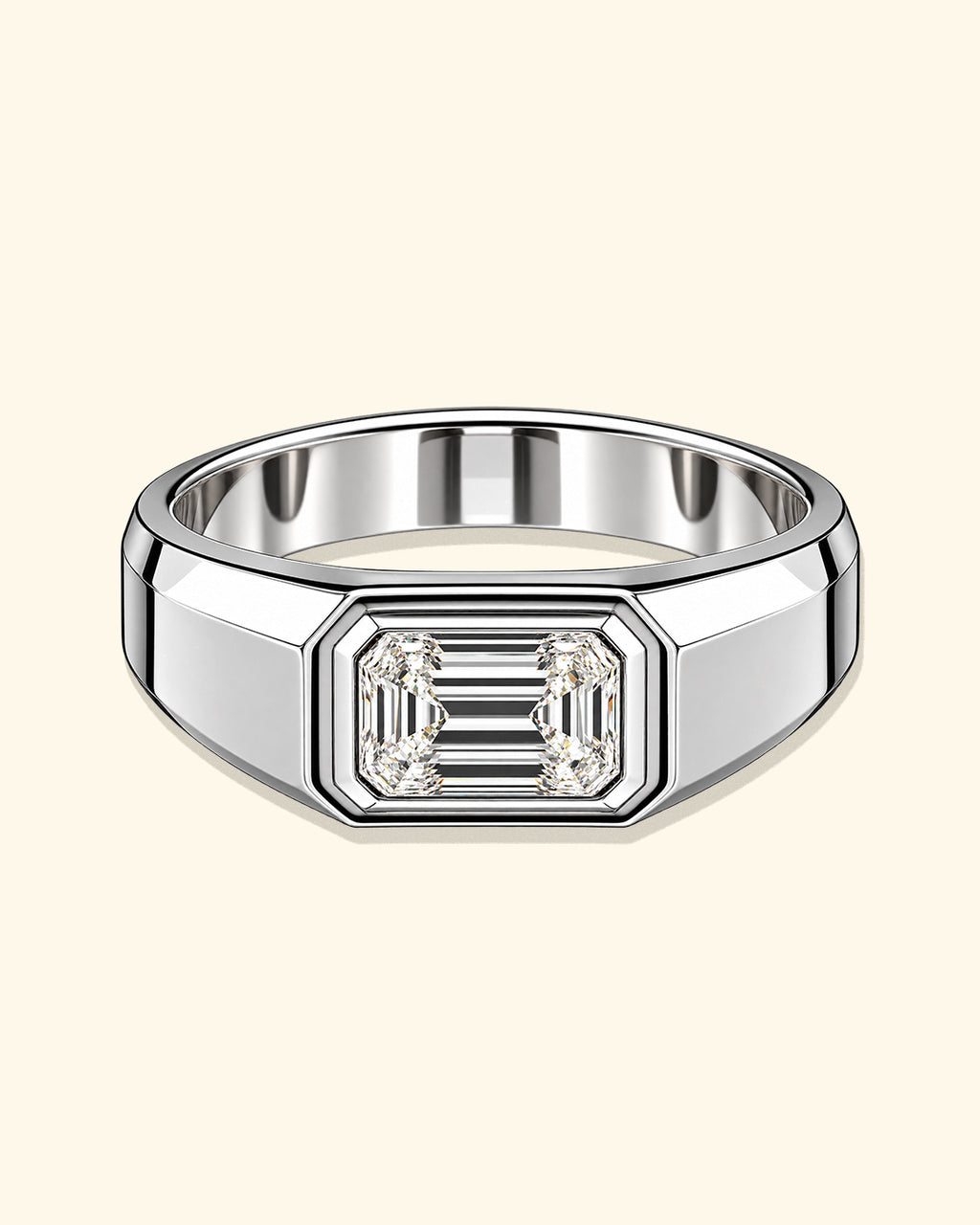 Executive White Gold Emerald Cut Solitaire Diamond Ring