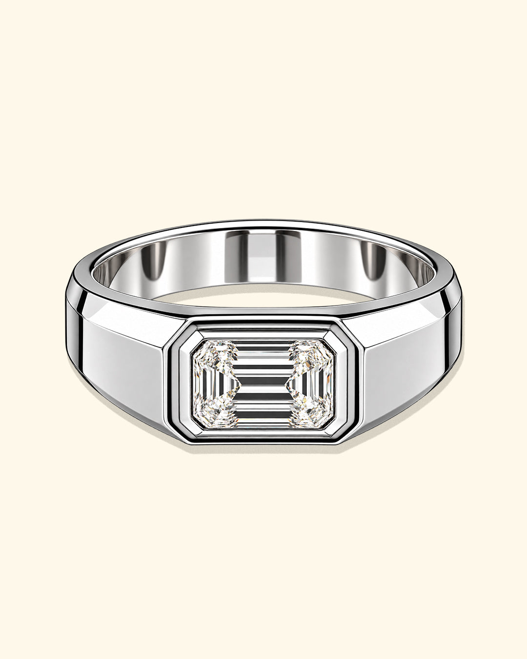Executive White Gold Emerald Cut Solitaire Diamond Ring