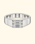 Modern White Gold Emerald Cut Solitaire Diamond Ring