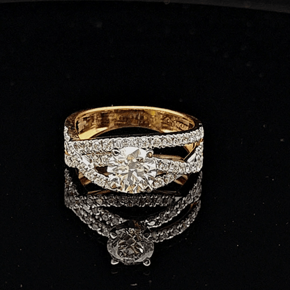 Round Cut Diamond Engagement Ring with Split Band