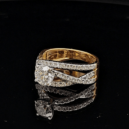 Round Cut Diamond Engagement Ring with Split Band