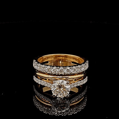 1ct Round Diamond Engagement Ring and Wedding Band Set