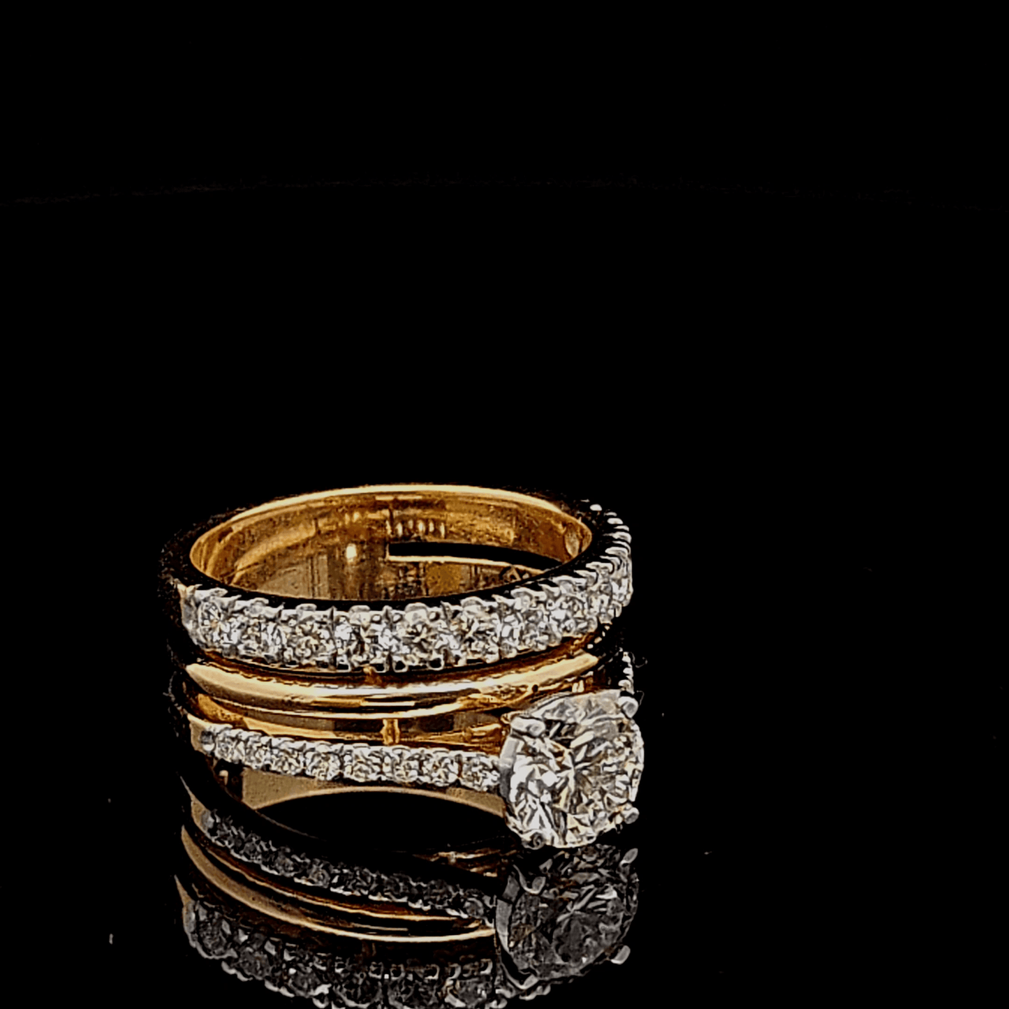 1ct Round Diamond Engagement Ring and Wedding Band Set