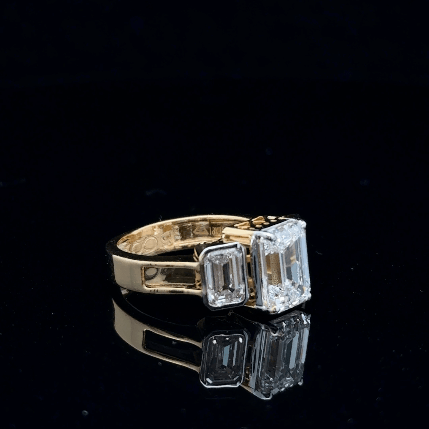 Three Stone Emerald Cut Diamond Engagement Ring