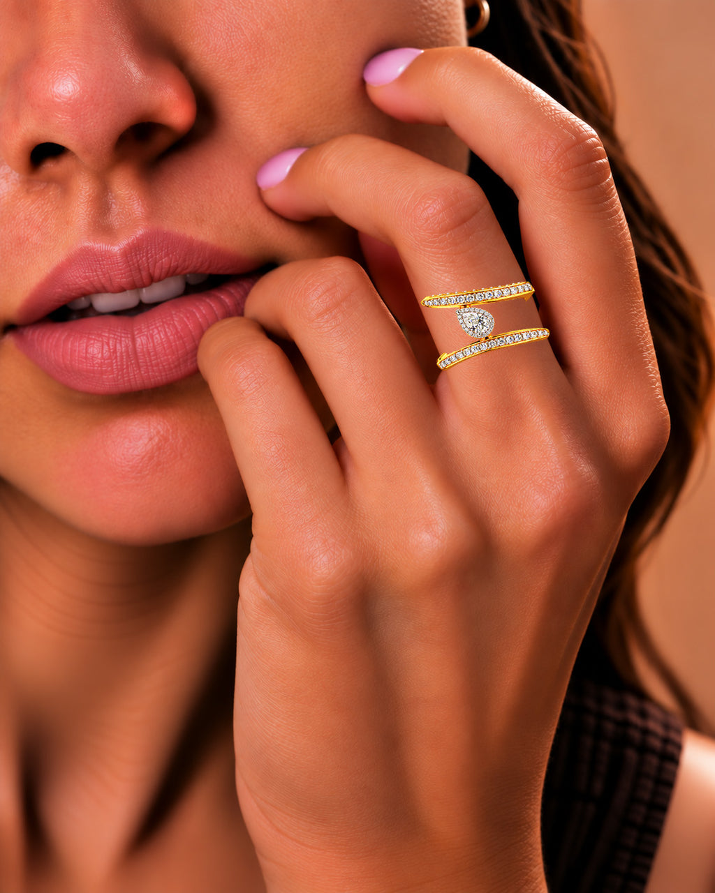 Pear Halo Wrap Diamond Ring