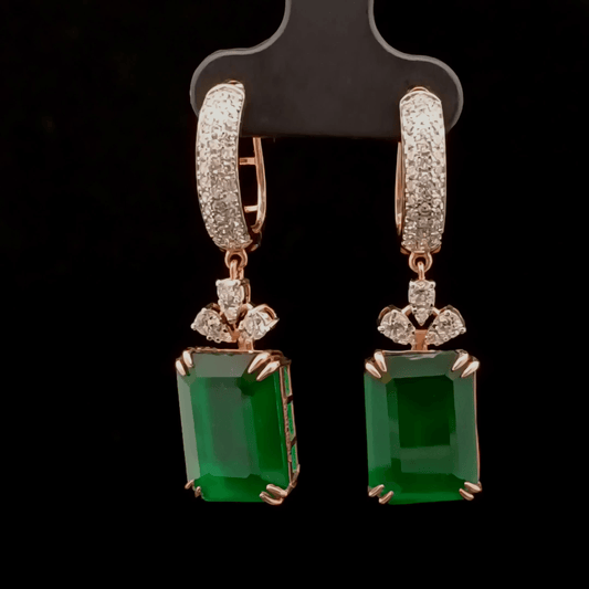 Emerald Diamond Drop Earrings