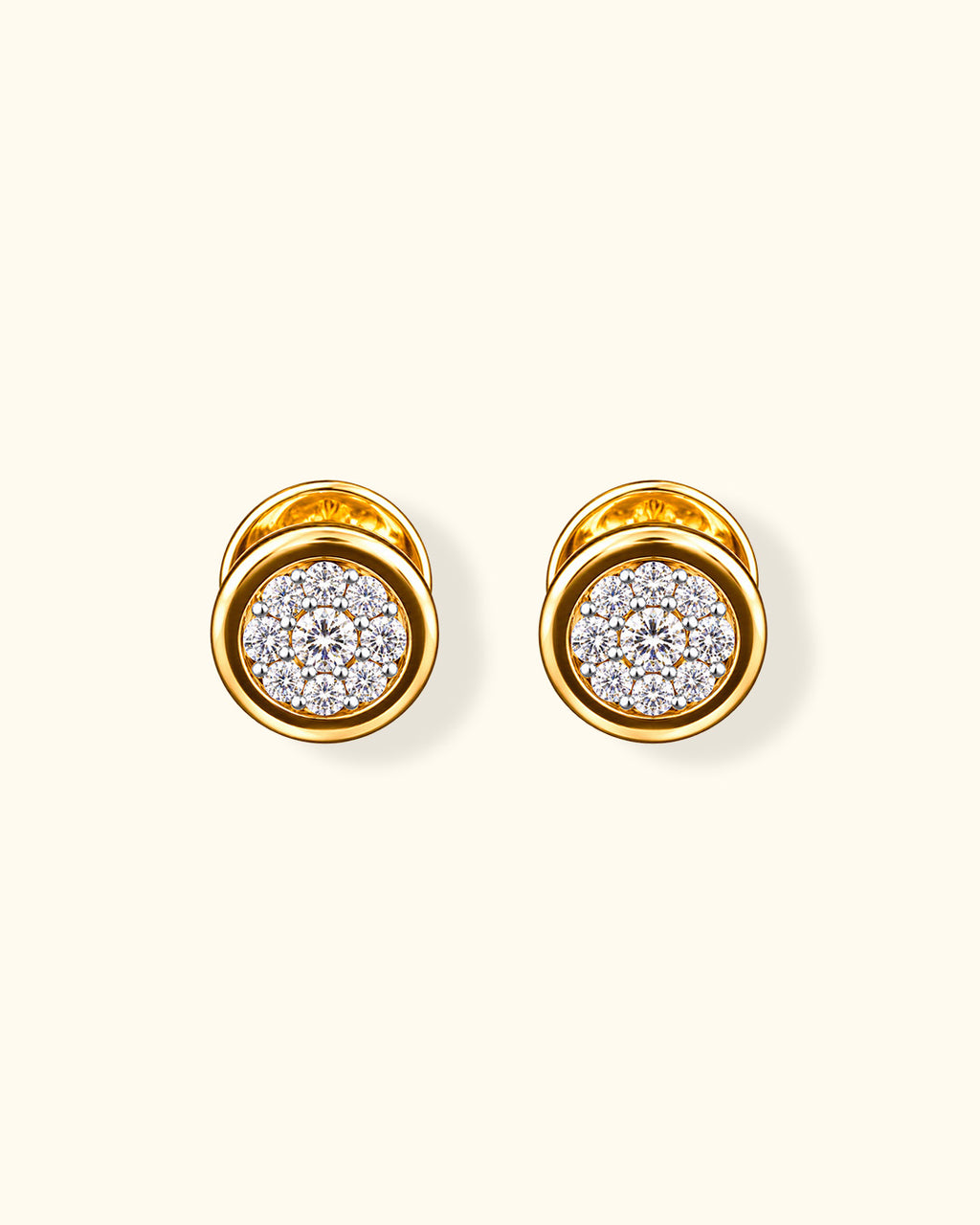 Diamond Cluster Bezel Stud Earrings