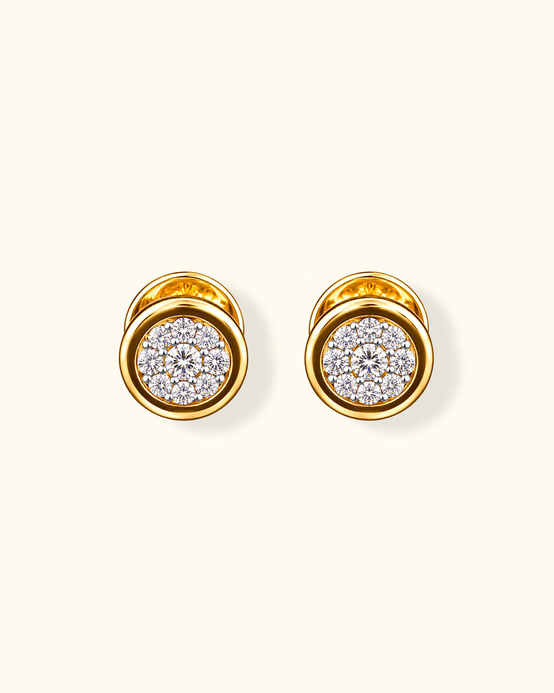 Diamond Cluster Bezel Stud Earrings