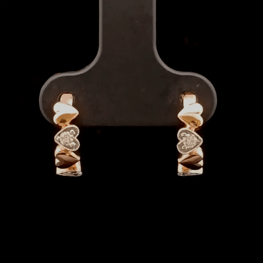 Diamond Heart Twist Gold Earrings
