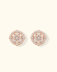 Floral Halo Diamond Stud Earrings