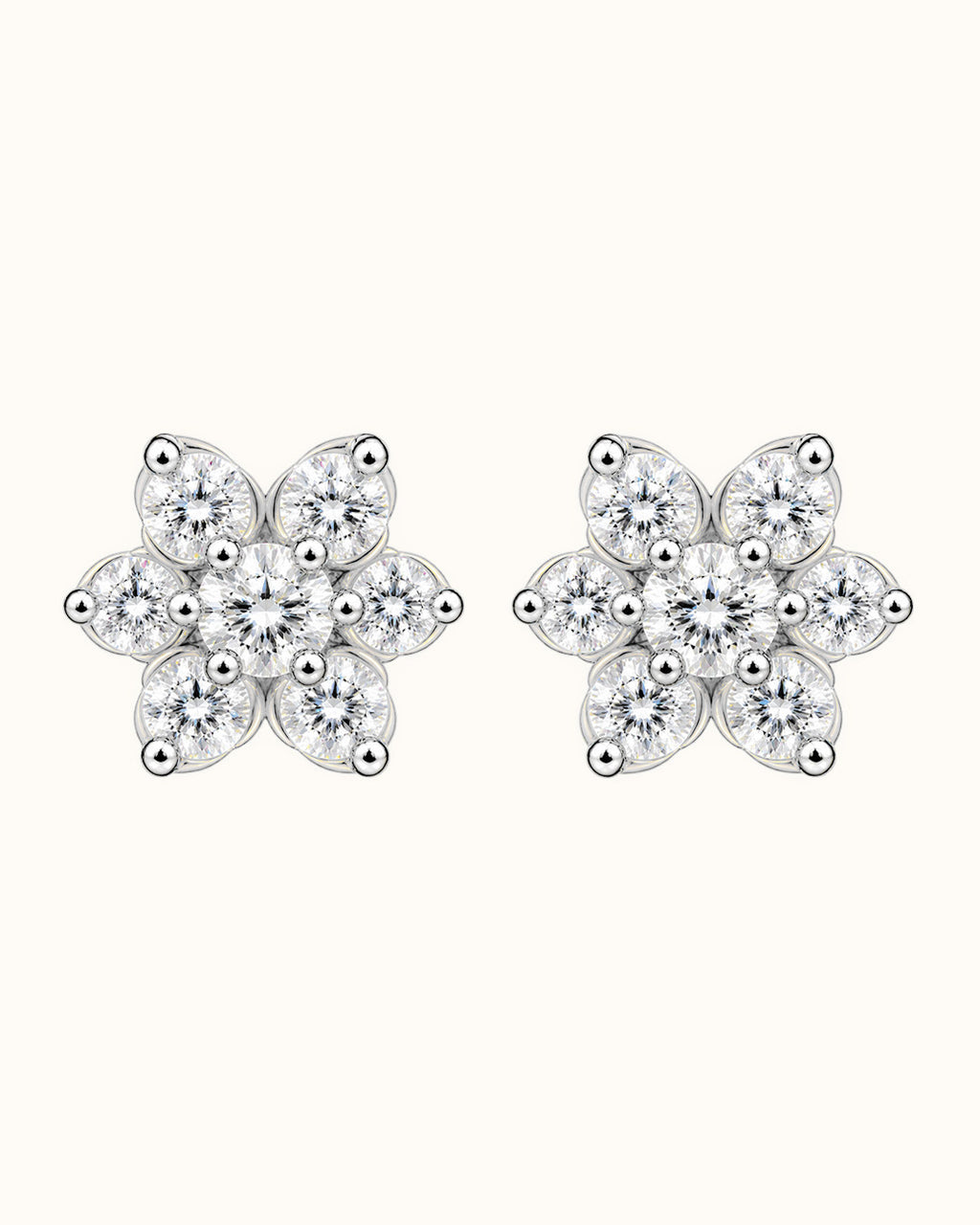 Diamond Flower Cluster Stud Earrings