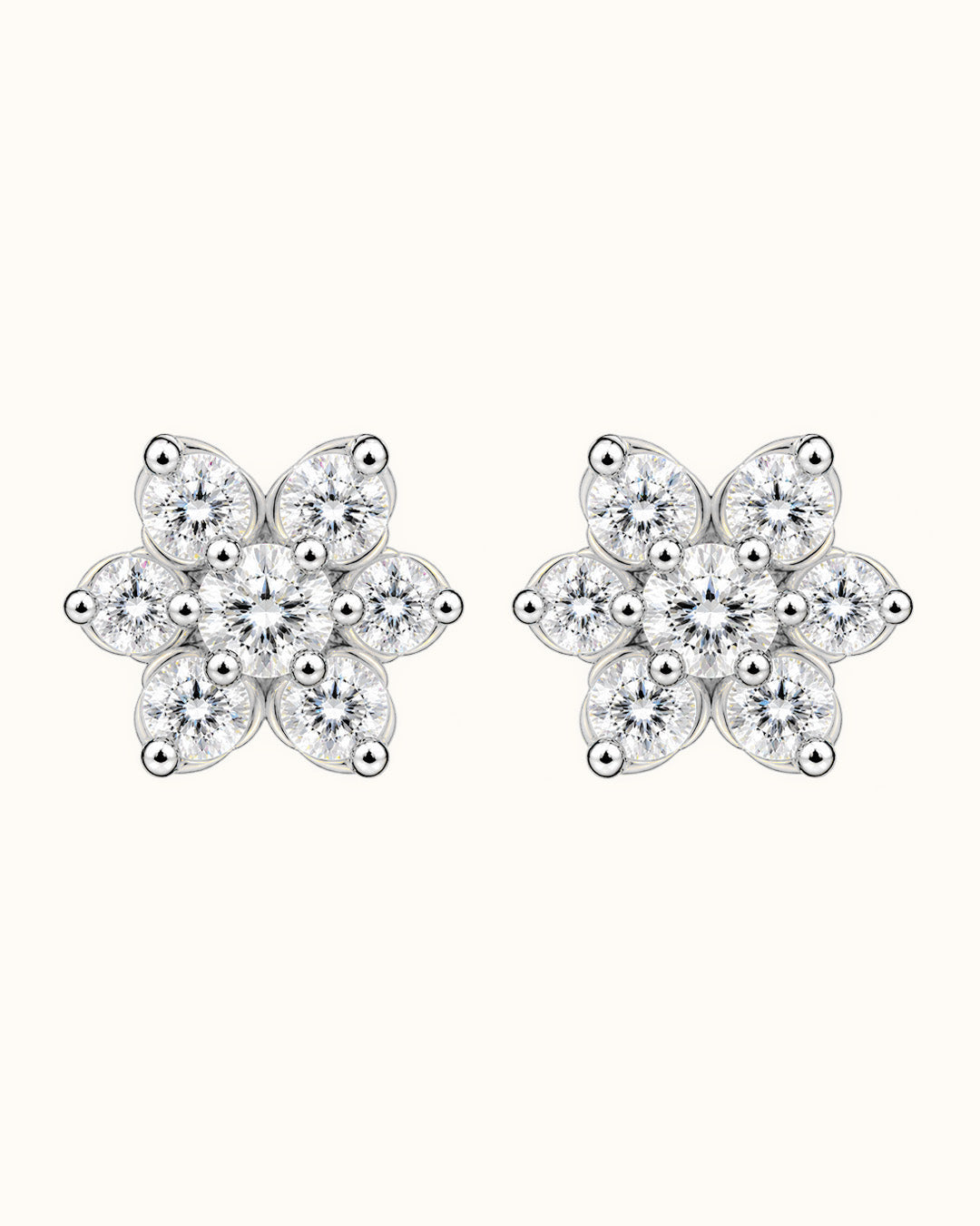 Diamond Flower Cluster Stud Earrings