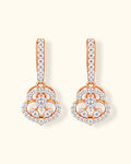 Diamond Bloom Drop Hoop Earrings