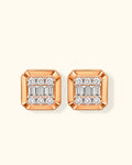 Radiant Baguette Diamond Square Stud Earrings