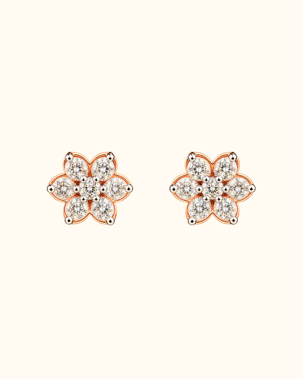 Diamond Blossom Cluster Stud Earrings