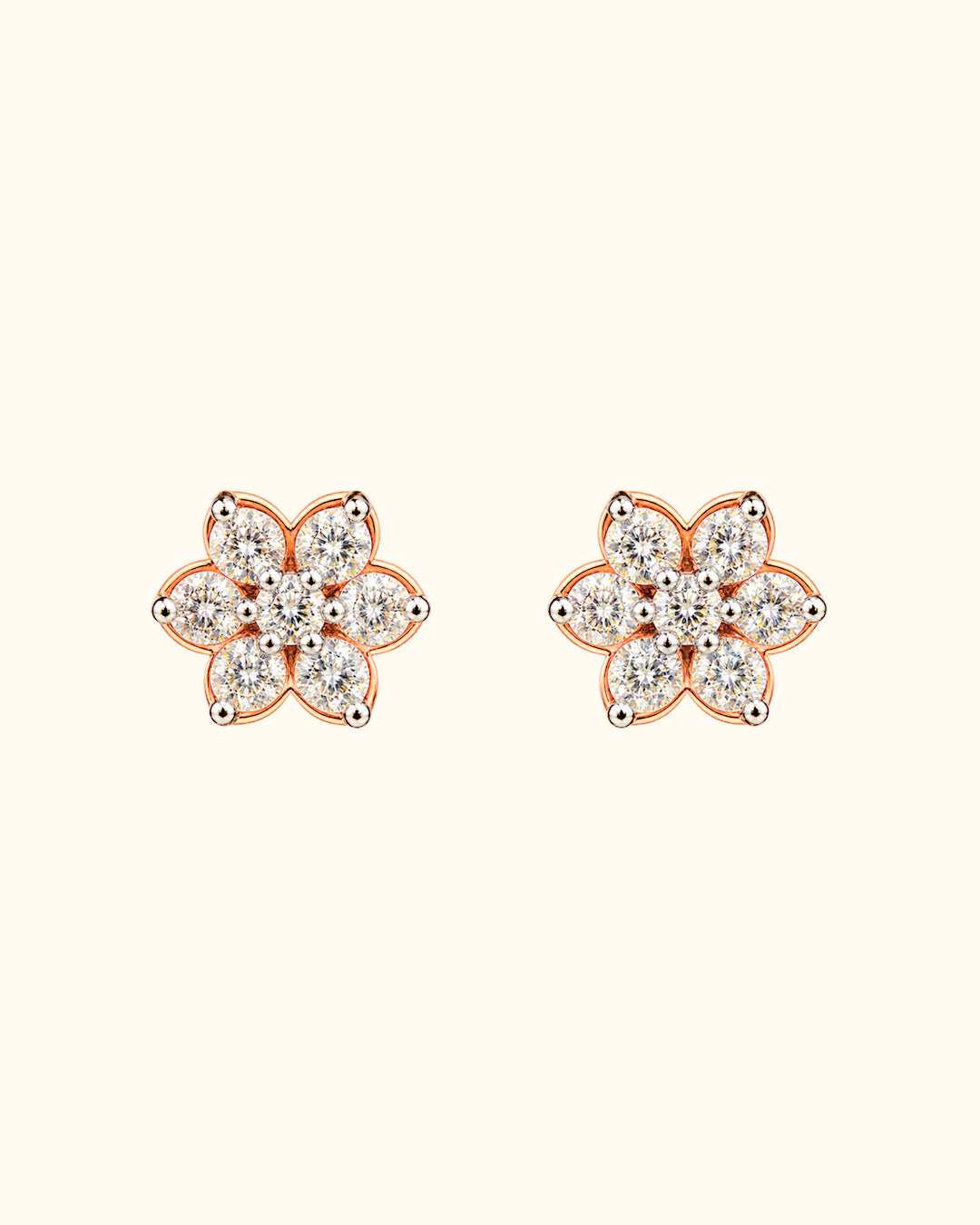 Diamond Blossom Cluster Stud Earrings