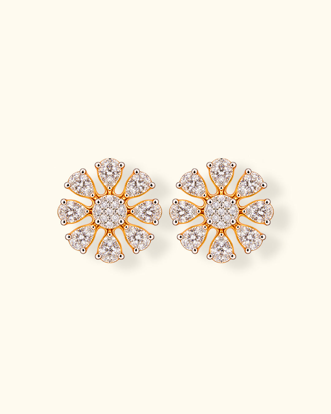 Sunburst Diamond Floral Stud Earrings