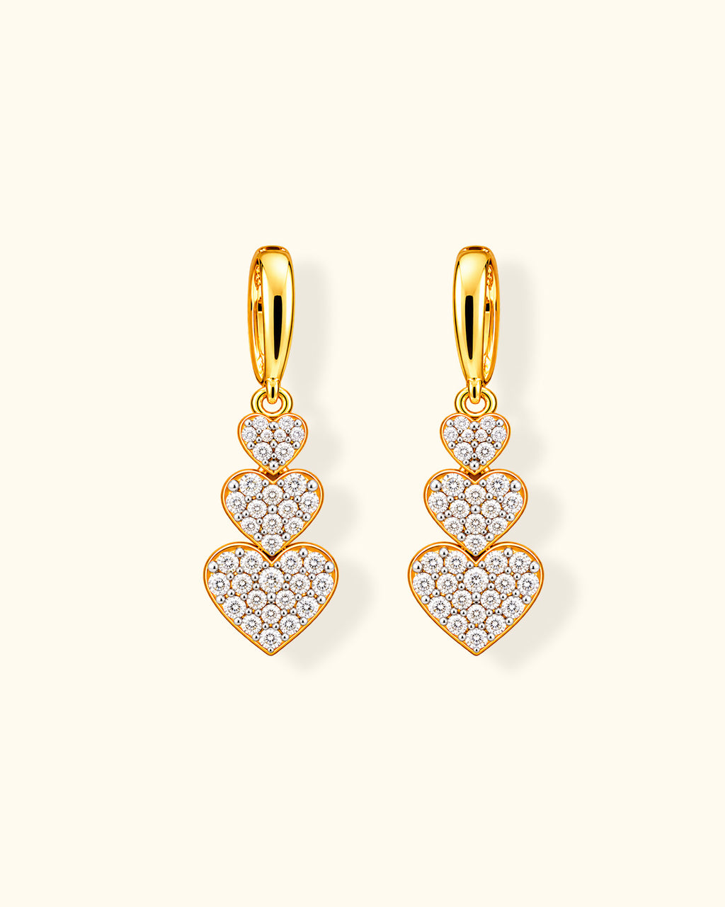 Diamond Heart Drop Earrings