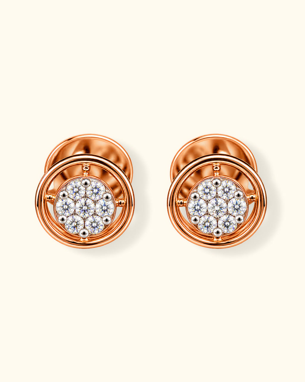 Rose Gold Diamond Halo Stud Earrings