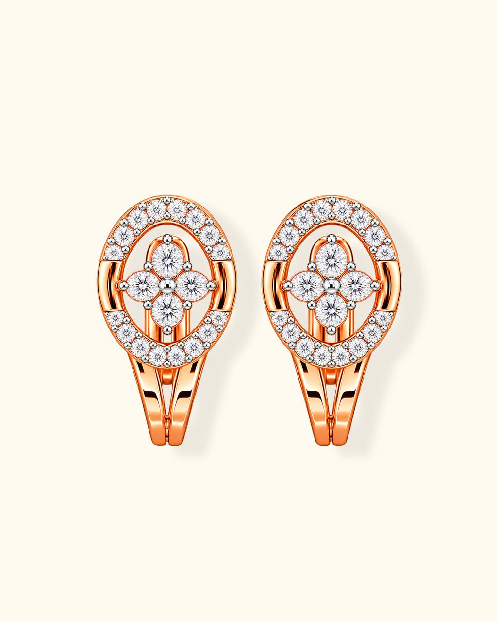 Diamond Floral Halo Stud Earrings