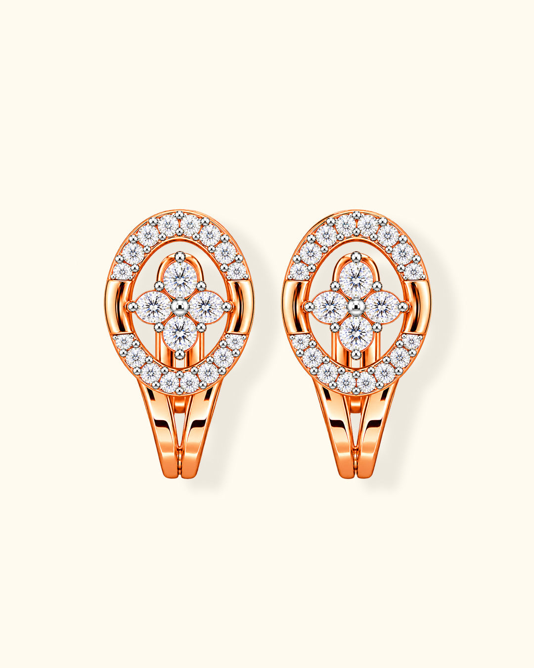 Diamond Floral Halo Stud Earrings