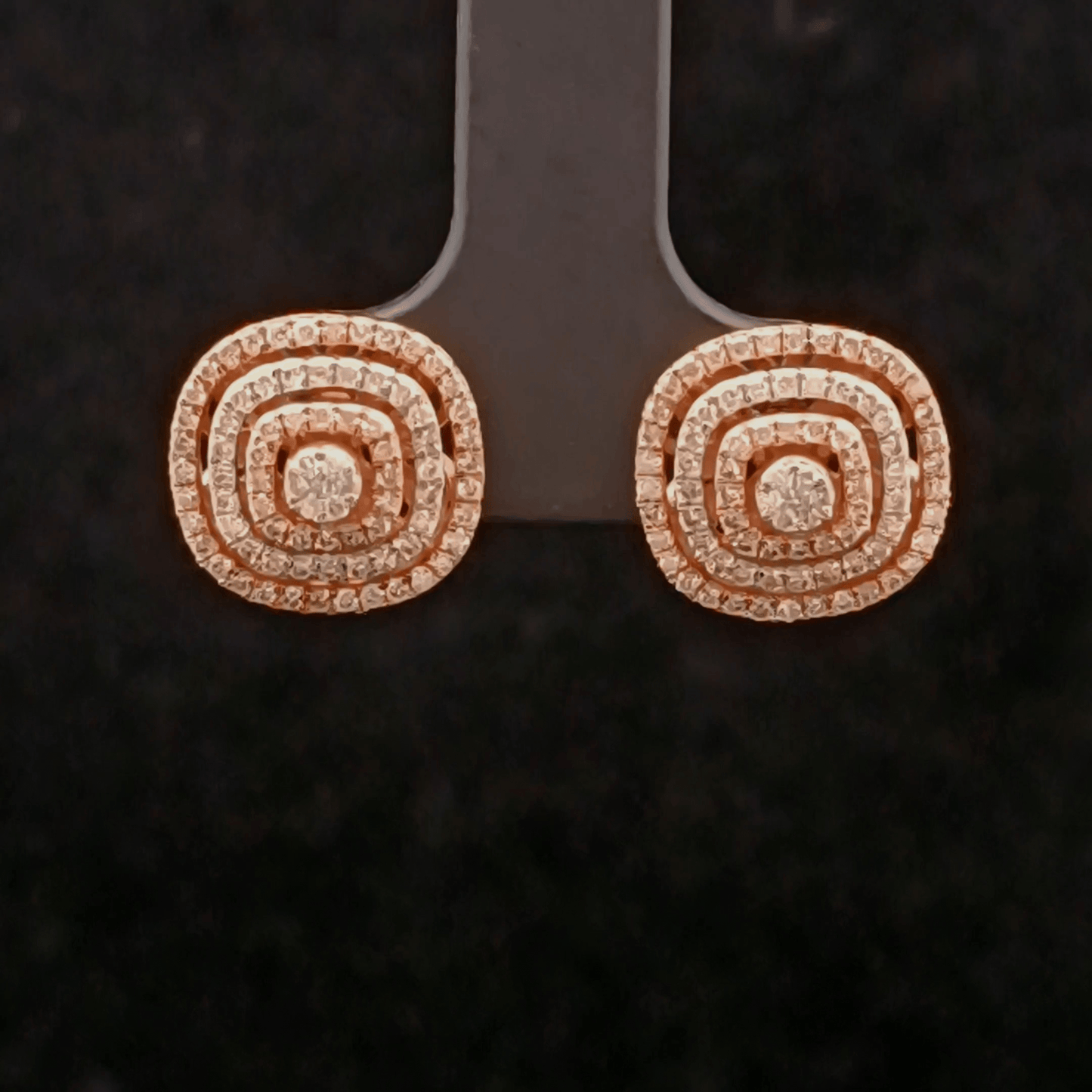 Diamond Square Halo Stud Earrings