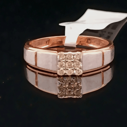 Men’s Square Diamond Ring in Rose & White Gold
