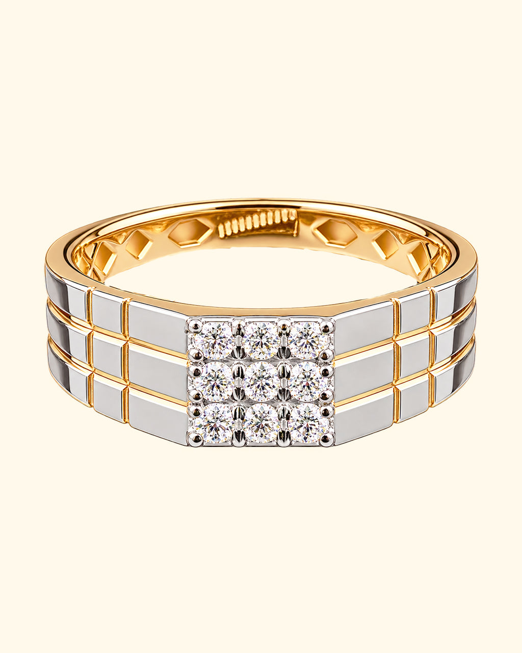 Executive Diamond Grid Men's Ring