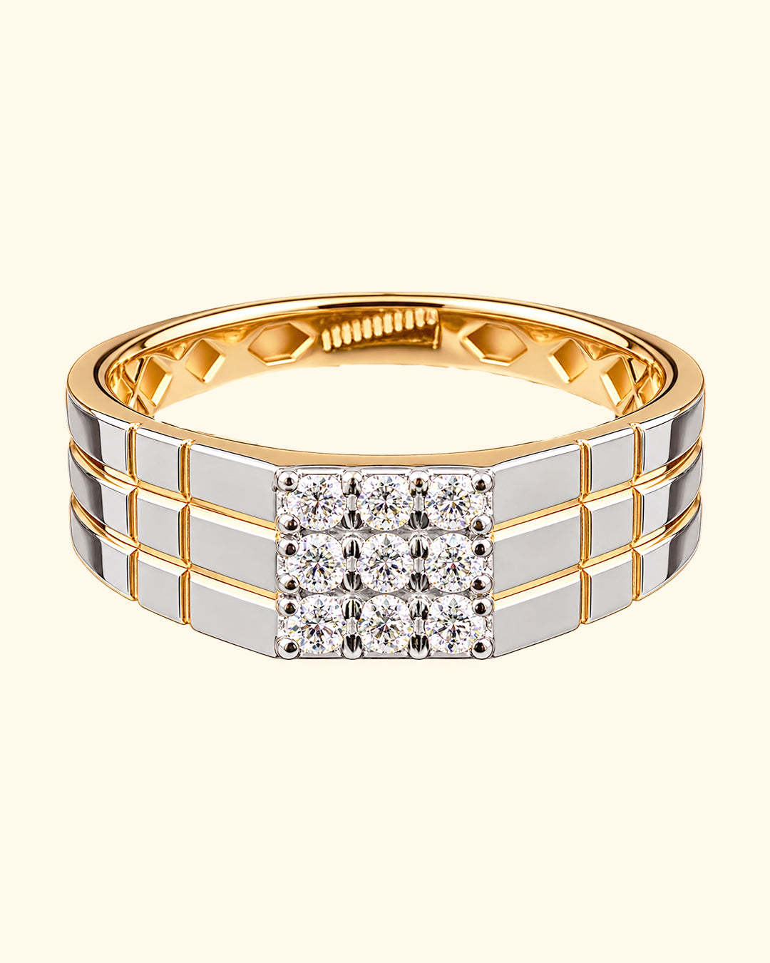 Executive Diamond Grid Men's Ring