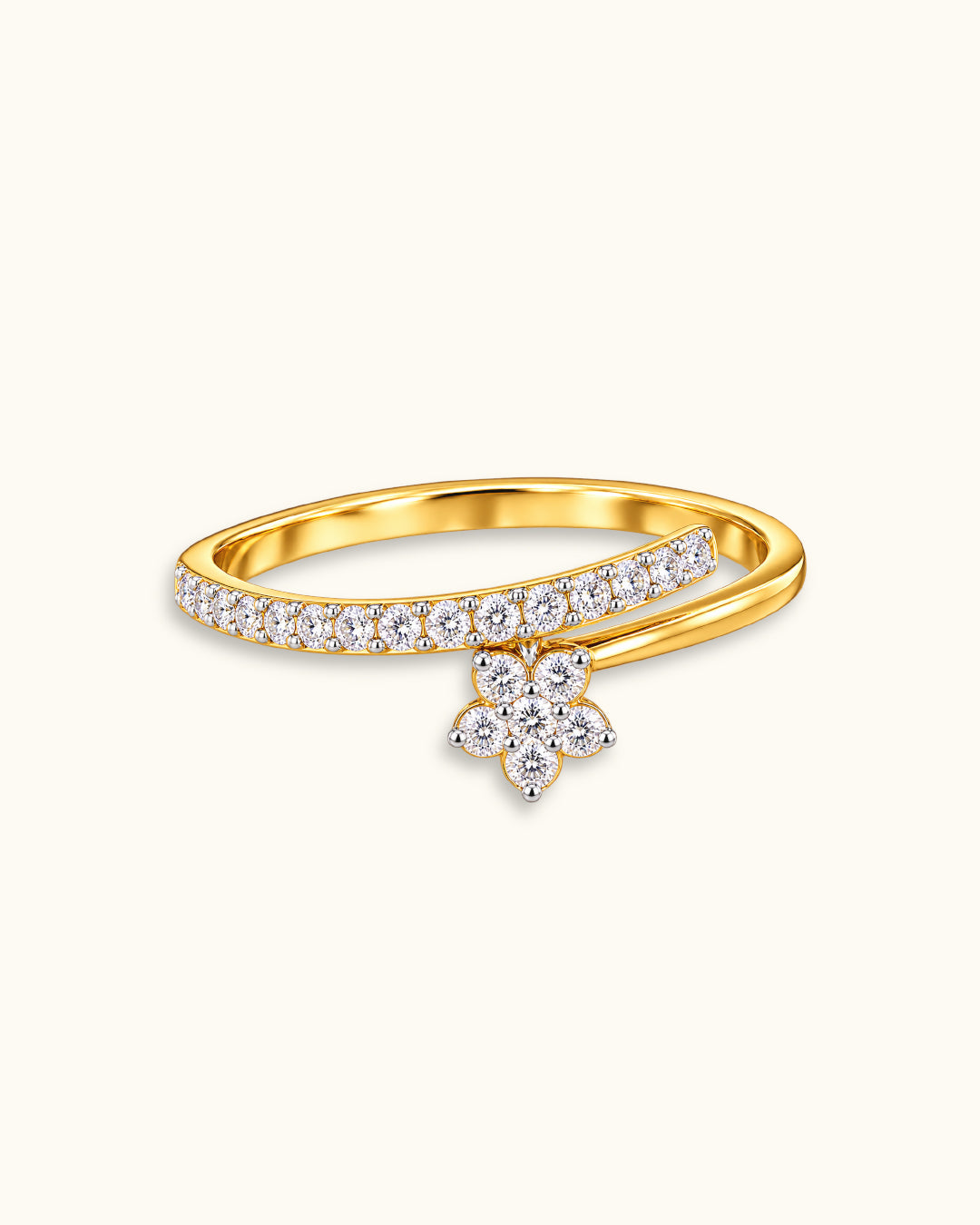Diamond Wraparound Open Ring in Yellow Gold