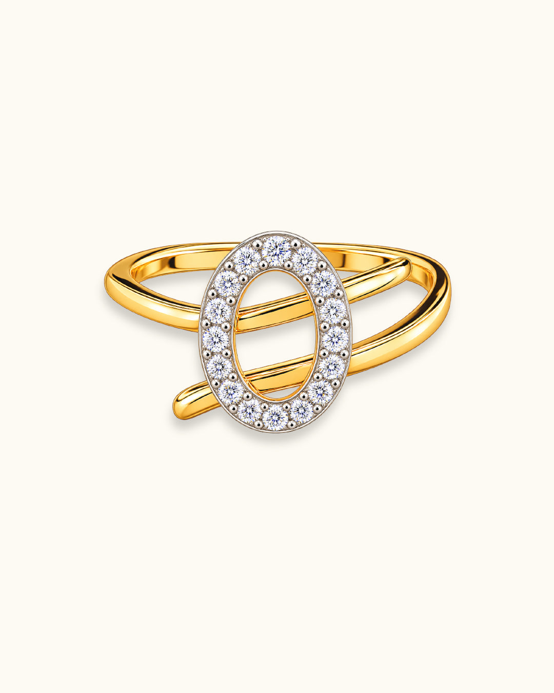Diamond Halo Open Circle Ring in Rose Gold
