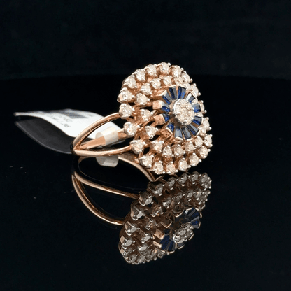 Blue Baguette Diamond Sunburst Ring