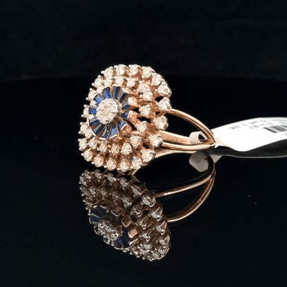 Blue Baguette Diamond Sunburst Ring