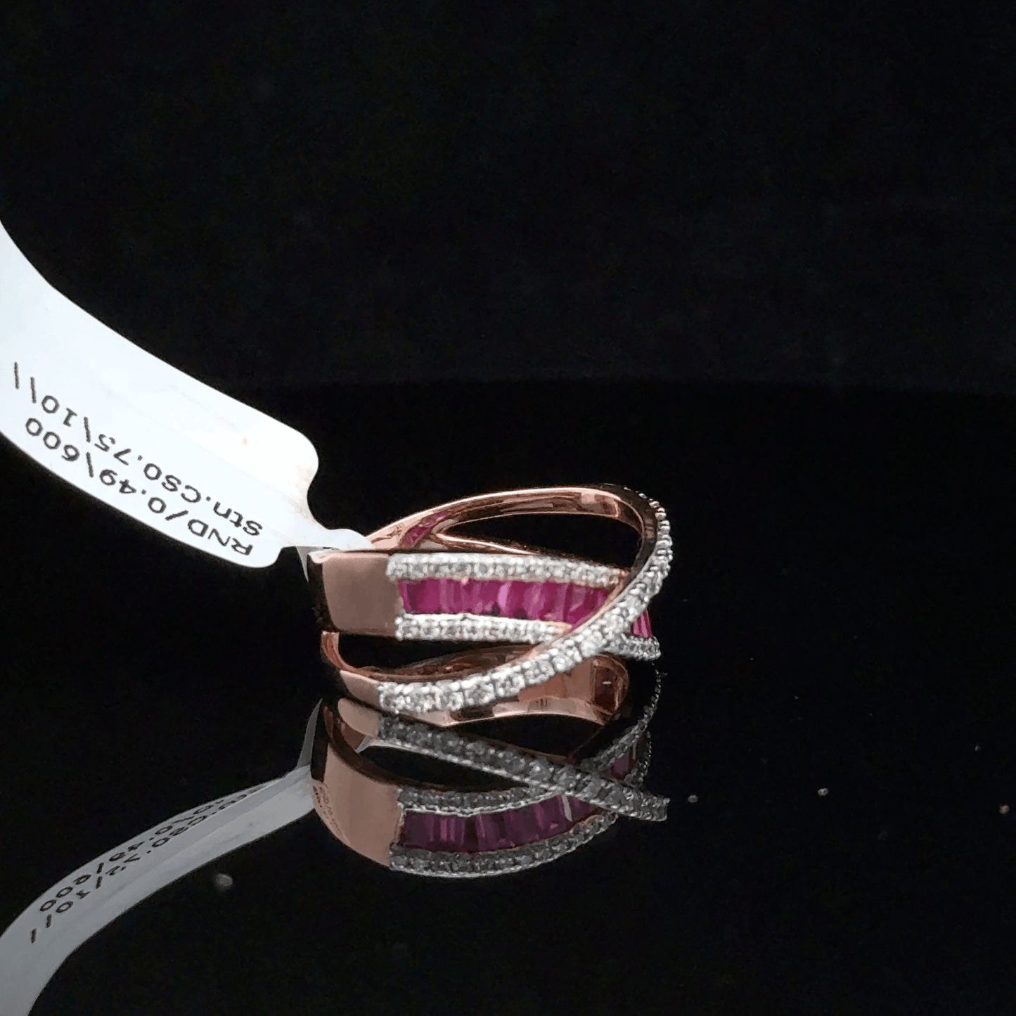 Pink Baguette Diamond Crossover Ring