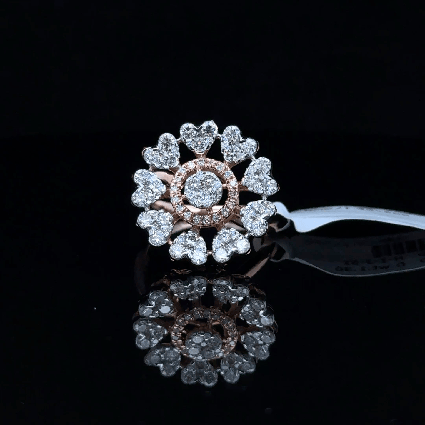 Heart Diamond Floral Halo Ring
