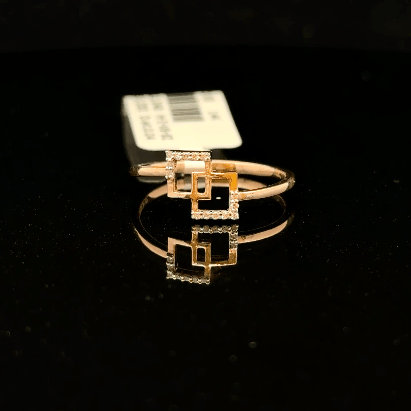 Geometric Square Diamond Gold Ring