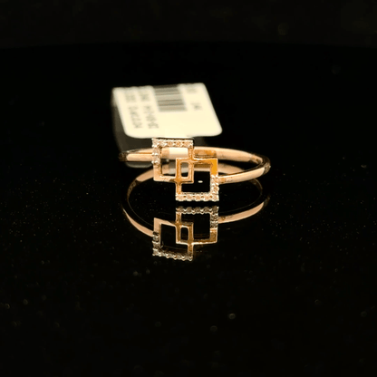 Geometric Square Diamond Gold Ring