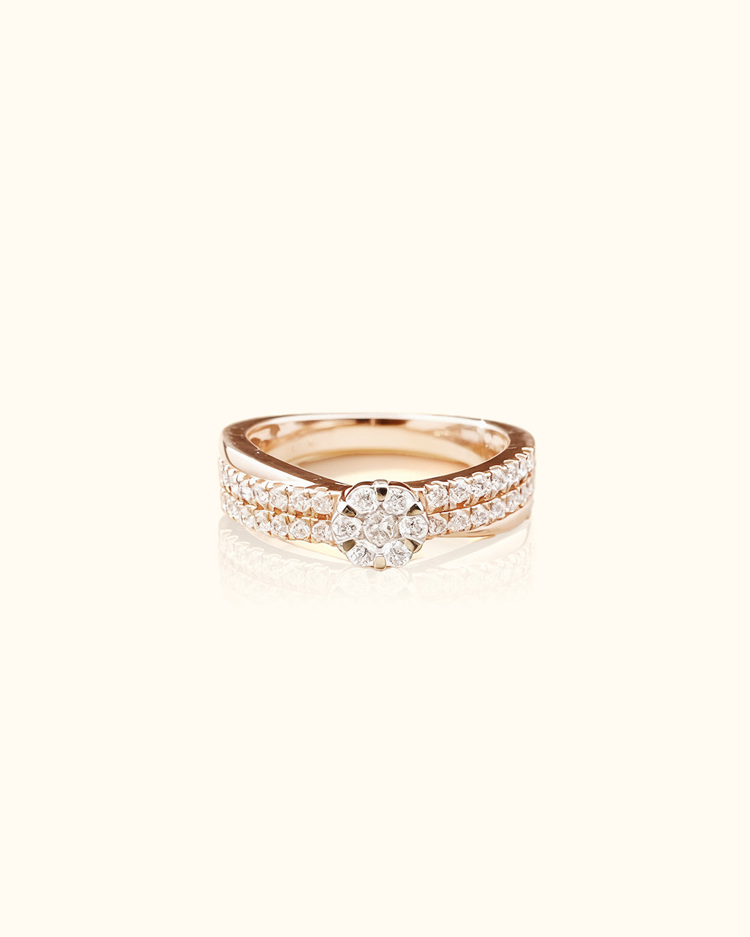 Rose Gold Heart Halo Diamond Ring