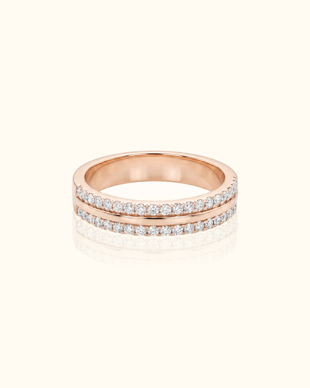 Rose Gold Double Row Diamond Band Ring