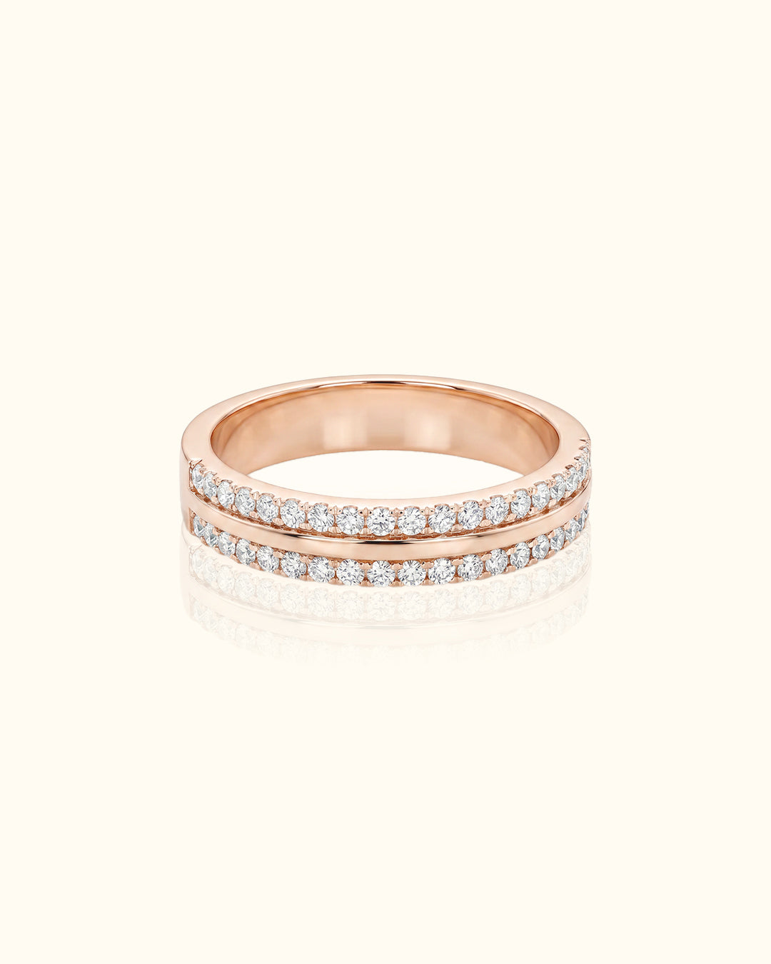 Rose Gold Double Row Diamond Band Ring