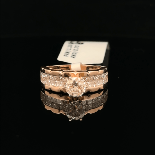 Round Solitaire Diamond Wide Band Ring