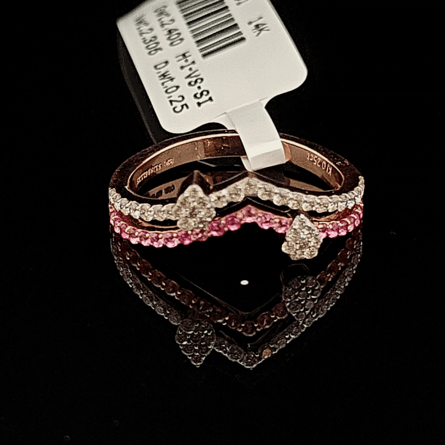 Pink Stone Diamond Stackable Ring