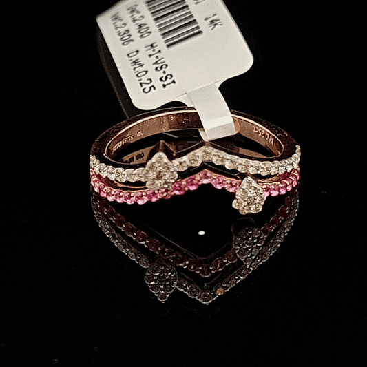 Pink Stone Diamond Stackable Ring