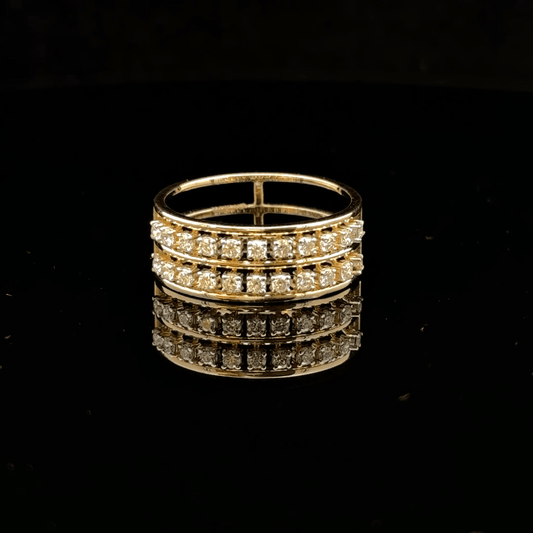 Diamond Two-Line Gold Band Ring